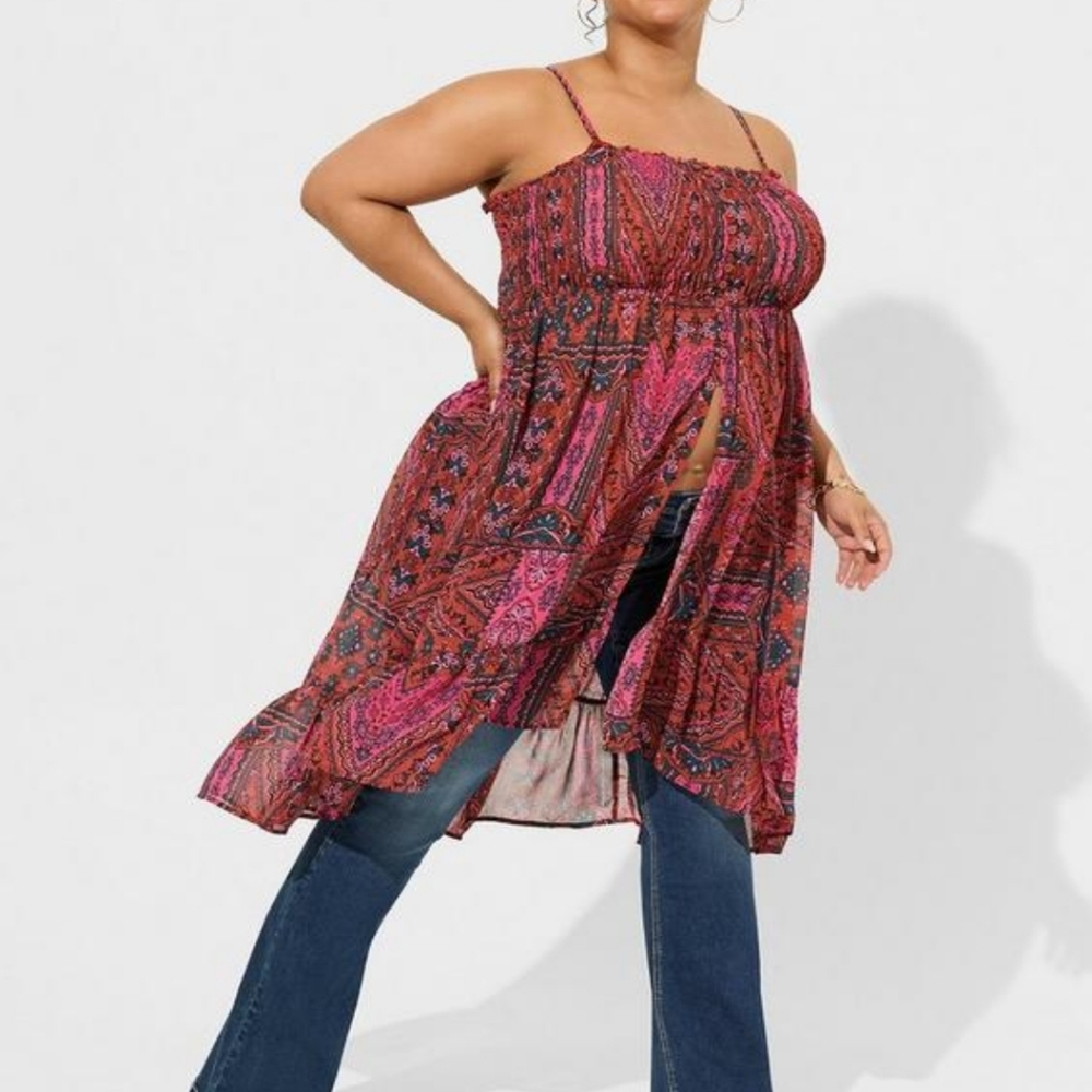 Torrid NWT Chiffon Strappy HiLo Tunic top